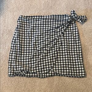 LOFT Black and White Checkered Mini Skirt
